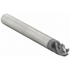 This carbide ball end mill features a TiAlN coating and four flutes for fast cutting in steel and cast iron. With a 3/4" mill diameter, 1" length of cut, and 6" overall length, it is suited for profiling, contouring, and slotting operations in industrial machining.