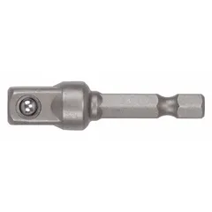 This set of 10 power socket adapters converts a 1/4" male hex drive to a 3/8" square output, allowing impact tools to drive standard sockets. Each adapter has a 2-inch overall length and a sand-blasted finish for improved grip. Suitable for automotive repair, construction, and industrial assembly where quick socket changes are required.