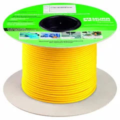 This continuous flexing control cable features 22 AWG copper single conductors, a PUR jacket, and a 300 V rating. It is chemical resistant and CE certified. Suitable for applications requiring repeated flexing, such as in machinery and automation systems. Minimum bend radius: 5 x OD fixed, 10 x OD flexible.