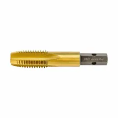 Straight flute tap for cutting internal threads in metal. Features 5/8"-18 UNF thread, 2B class of fit, 4 flutes, and taper chamfer. Impact rated for use with impact drivers in through-hole tapping applications.