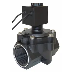 This 2-way/2-position normally closed solenoid valve is designed for remote pilot operation in fluid control systems. It features a 3/4 in pipe size, 12V DC voltage, and a water resistant coil enclosure. Suitable for on/off flow control of compatible media such as water or air.