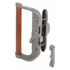 This recessed handle for sliding doors provides a flush-mount locking solution. It measures 7 15/16 inches in height and 2 inches in width. Suitable for use in industrial and commercial settings where space efficiency and door control are required.