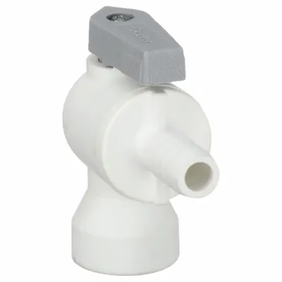 Parker Manual Two-Way Ball Valve: 1/4 in, Polypropylene, Angle, Barb x FNPT, One-Piece - Angle-Body Polypropylene Ball Valves