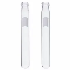 This KIMBLE glass culture tube has a 16 mm body diameter and 100 mm overall height, with a colorless, round-bottom design. It is not graduated and does not include a closure. Suitable for microbial culture, sample storage, and general laboratory testing.