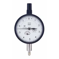 This AGD 2 size dial indicator features a lug back and a 0-5-0 balanced reading dial with 0.0001 in graduation. It has a 0 in to 0.05 in measurement range and a plunger-type contact point. Suitable for precision measurement of small linear displacements in machining and quality inspection tasks.