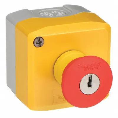 SCHNEIDER Control Station: Mushroom Head Push Button, 0 Pilot Lights, 1NC, No Legend - Push-Button Control Stations
