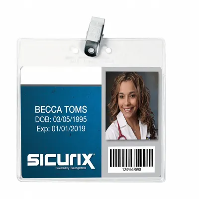 SICURIX Badge Holder: Pouch, Horizontal, 7 1/4 in Badge Pouch Wd, 1 3/4 in Badge Pouch Ht - Clips for Badges
