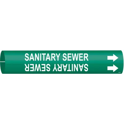 BRADY Sanitary Sewer Snap-On Pipe Marker - Sanitary Sewer Snap-On Pipe Markers