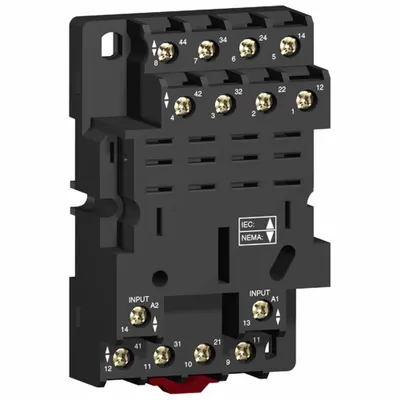 SCHNEIDER Relay Socket: 16 A Rating, DIN-Rail & Surface Socket Mounting, 14 Pins - DIN-Rail Mounted Sockets