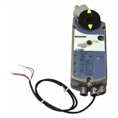 Proportional fail-safe damper actuator with spring return for HVAC building automation systems. Provides 90° stroke with CW/CCW rotation, 160 in-lb torque, and 0 to 10V DC output signal. Features self-centering shaft coupling and plenum-rated hardwired cables. Operates on 24V AC/DC, 5W power rating.