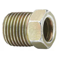 This standard steel inverted flare tube fitting nut is designed for use with 1/4 in OD tubing in flared connections. It features a 7/16"-24 thread size and 9/16 in overall length, meeting SAE 040110 standards. Commonly applied in industrial fluid systems for leak-tight joints.