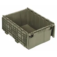 QUANTUM STORAGE SYSTEMS Attached Lid Tote: 9.5 gal, 21 3/4 in x 14 7/8 in x 9 5/8 in, Gray Body (MPN QDC2115-9)