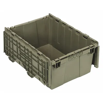 QUANTUM STORAGE SYSTEMS Attached Lid Tote: 9.5 gal, 21 3/4 in x 14 7/8 in x 9 5/8 in - Colored Attached-Lid Totes with Two-Piece Lids