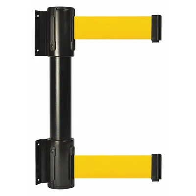TENSABARRIER Belt Barrier: Fixed Mounting Plate, 7 1/2 ft Belt Lg, Pattern, Yellow - Wall-Mount Retractable Belt Barriers