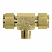 BRENNAN INDUSTRIES Compression Tee Fitting: 3/8 in OD x 3/8 in OD x 3/8 in Pipe Size, Brass (MPN N2601-06-06-06-B)