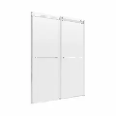 This double-sliding shower door from FOREMOST features clear tempered glass and fits openings with a minimum width of 43 inches and a maximum width of 47 inches, with an overall height of 76 inches. The sliding configuration is suitable for standard residential bathroom enclosures, providing easy access and a clean look.