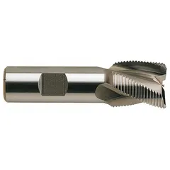 Cobalt roughing end mill with 3/4" cutting diameter, 3/4" length of cut, and 2-7/8" overall length. Features fine pitch and 3 flutes for efficient chip evacuation in aggressive material removal. Suitable for roughing operations on steel, stainless steel, and cast iron in general machining applications.