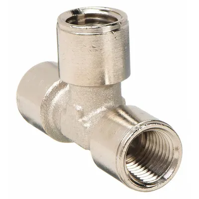 AIGNEP USA 1/4 in x 1/4 in x 1/4 in Nickel-Plated Brass Pipe Tee, 250 psi - Nickel-Plated Threaded Low-Pressure Pipe Fittings