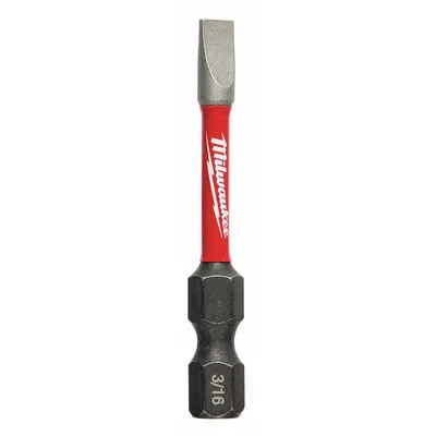 MILWAUKEE Power Bit: Power Bit, Slotted Head, Imperial, 3/16" Bit Industry Size, Std - Impact Bits