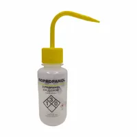 APPROVED VENDOR Wash Bottle: 250 mL, Isopropanol, Yellow, Wide, Std Spout Spout, Colorless
