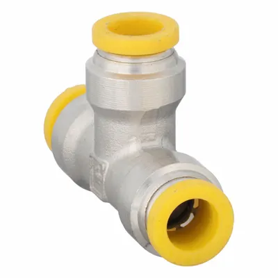 PARKER Nickel-Plated Brass Tube Fitting, 8 mm OD, Tee, 164PLP-8M - Nickel-Plated Brass Tube Fittings