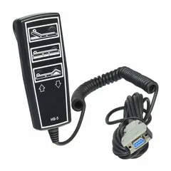 This plastic pendant is a replacement control for healthcare beds. It is compatible with Drive Medical models 15302, 15303, and 15803SD. The black pendant is used for patient call and bed control functions in hospital and care facility settings.