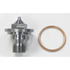 Fluid nozzle for air sprayers, compatible with model SB-2-234-F. Used in paint application to regulate fluid flow for consistent coating. Replacement component for spray equipment maintenance.