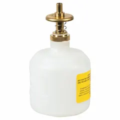 This 8 fl oz solvent dispensing bottle is made of white polyethylene. It is designed for controlled dispensing of solvents in maintenance, cleaning, and manufacturing operations where small, accurate amounts are required.