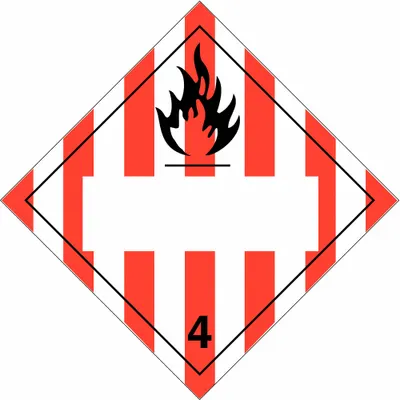 BRADY Container Placard: 4, 10 3/4 in x 10 3/4 in, 10 3/4 in Label Ht - Class 4: Flammable Solids