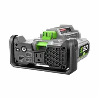 This power inverter converts DC power from EGO POWER+ Batteries into 120V AC output, enabling operation of small electronics and tools in locations without grid power. It features three ports for simultaneous device charging or powering. Suitable for job sites, outdoor work, and backup power scenarios
