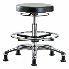 Polyurethane Lab Stool, ISO 4 Clean Room, 19-26 3/4 in Height, 12 1/2 in Seat Width, 13 in Seat Depth, Aluminum Base, 5 Glides