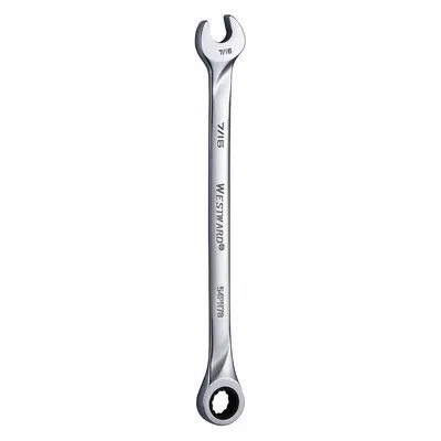 WESTWARD Combination Wrench: Alloy Steel, Chrome, 7/16 in Head Size, 7 5/8 in Overall Lg - SAE 12-Point Ratcheting Combination Wrenches