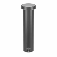 Steel clevis pin with 1/2 in diameter and 2 in shank length. Supplied in a pack of 10. Used to connect a clevis to a rod or other component, forming a pivot joint in mechanical linkages. Common in agricultural equipment, construction machinery, and industrial rigging.
