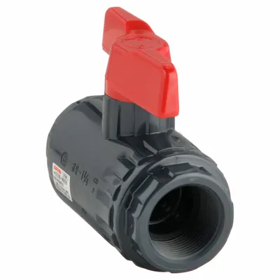 ASAHI 1 1/4 in PVC Straight One-Piece Ball Valve, 150 psi CWP, 161071012 - PVC Ball Valves