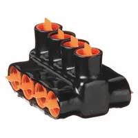 BLACKBURN Multitap Connector: 4 Port, Double-Sided Entry, 10 AWG – 250 kcmil Wire Size, Black (MPN AMTD250104)