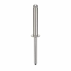 Domed-head blind rivet for fastening materials where only one side is accessible. 0.183" diameter, 2.476" overall length, 1 11/64" body length. Supplied in a 250-piece pack for inch-system applications.