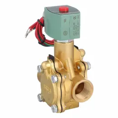 This 3-way/2-position normally closed solenoid valve features a diaphragm poppet design and a watertight coil enclosure. It has a 3/4 in pipe size and operates on 110V AC. Suitable for controlling the flow of air, water, or light oil in industrial automation, irrigation, and process control systems.