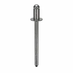 Inch-series blind rivet with a domed head, 0.153" diameter, 1 25/44" overall length, 9/32" body length, and 1 9/16" overall length. Supplied in a 500-piece pack. Used for fastening applications where only one side of the workpiece is accessible, such as sheet metal assembly and equipment manufacturing.