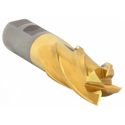 CLEVELAND Square End Mill: High Speed Steel, TiN Coated, 4 Flute, 17/32" Mill Dia - General Purpose High-Speed Steel Square End Mills