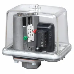 The CONDOR USA MDR-F 32H-S E4 is a liquid- and corrosion-resistant pressure switch from the MDR-F Series. It has a pressure range of 12 psi to 464 psi and a 1/4" NPT pressure connection. This single-enclosure switch is used for pressure monitoring in industrial machinery and hydraulic systems.
