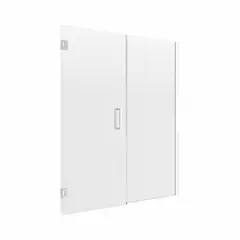 Frameless sliding shower door with overall height of 74 inches, accommodating door widths from 58 1/2 to 60 inches. Suitable for residential and light-commercial bathroom enclosures requiring a clean, modern appearance.