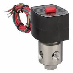 This 3-way/2-position normally closed solenoid valve from REDHAT features a 1/4 in pipe size and operates on 24V DC. The explosion-proof/watertight coil enclosure allows use in hazardous environments where flammable gases or vapors may be present. Typical applications include controlling the flow of air, water, or light oil in industrial automation and process control systems.