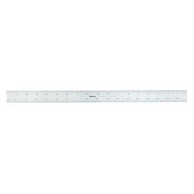 MITUTOYO Rigid Rule: 182-241, 18 in, 0.02 in Thick, 1/64 in, Chrome, Black, Flex - Stainless Steel Rulers