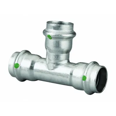 VIEGA PROPRESS Crimp Tee Fitting: 2 in CTS x 2 in CTS x 2 in CTS, Rubber - Potable Water Stainless Steel Press Fittings