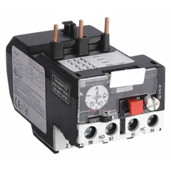IEC thermal overload relay with integrated bimetallic elements for three-phase motor protection. Features phase loss sensitivity and 1NO/1NC auxiliary contacts. Covers 1 A to 1.6 A current range across three poles. Compatible with Dayton contactors in the 9 to 18 Amp models. Used in motor control panels, conveyors, pumps, and HVAC equipment.