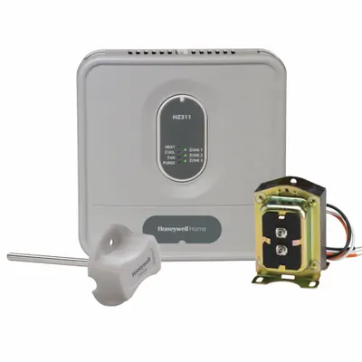 HONEYWELL HOME Control Kit: 8 1/8 in H, 8 in W, 3 Zones, Gray, 1 Cool/1 Heat - Zoning Controls