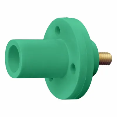 LEVITON Single Pole Receptacle: Green, Straight Taper Nose Mating, Threaded Stud Termination - Receptacles with Threaded Stud Terminations