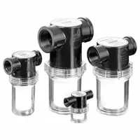 T-Style in-line vacuum filter with 1/2 in NPT inlet, designed for operating pressures from -14.5 psi to 0 psi. Removes particulates from vacuum lines to protect downstream components in pneumatic systems