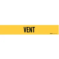 Pipe Marker: Vent, Yellow, Black, Fits 2 1/2 to 7 7/8 in Pipe O.D., 1 Pipe Markers, Without Arrows (MPN 7295-1)