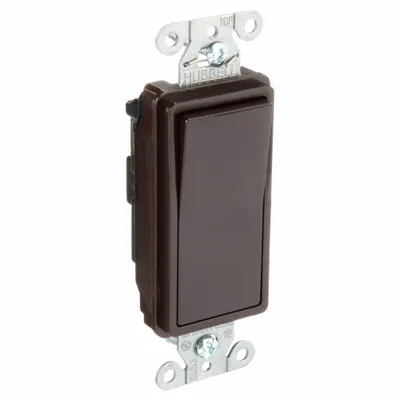 BRYANT Wall Switch: Rocker Switch, Single Pole, Maintained, Brown, 120/277V AC - Rocker Wall Switches